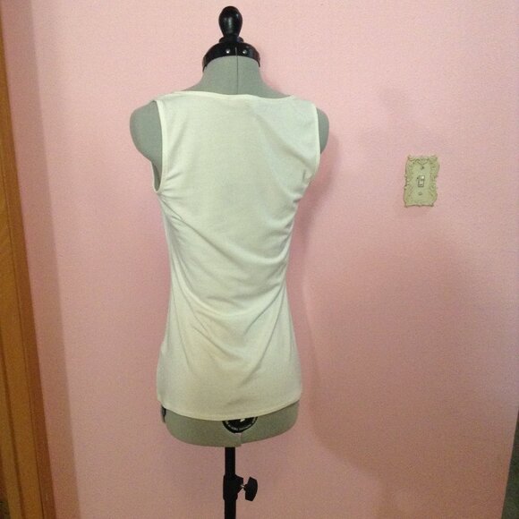 White Draped Neckline  Sleeveless Jersey Top, WHBM - Picture 2 of 5